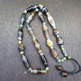 Antique Yemeni Middle Eastern Agate Eyes Patterns Suleimani Agate Necklace